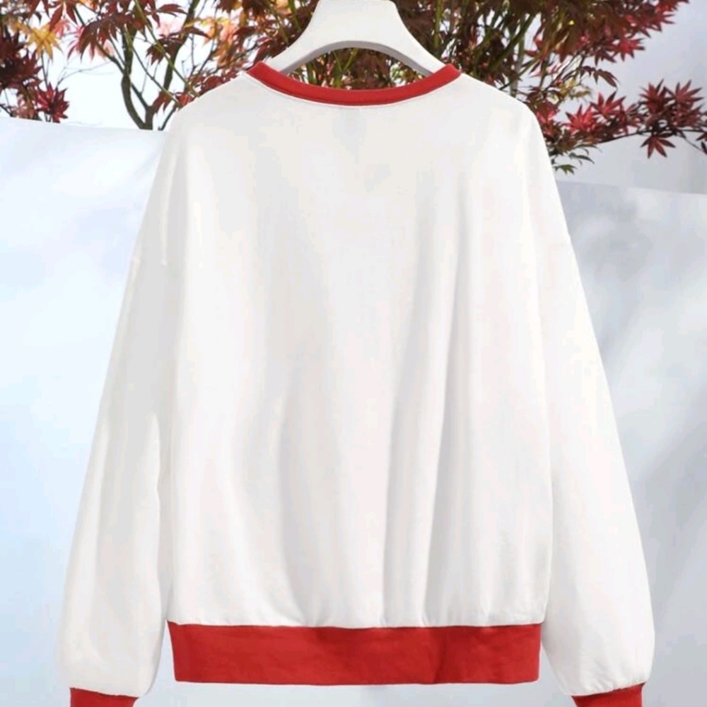 Contrast Trim Floral Print Pullover - Picture 2 of 6